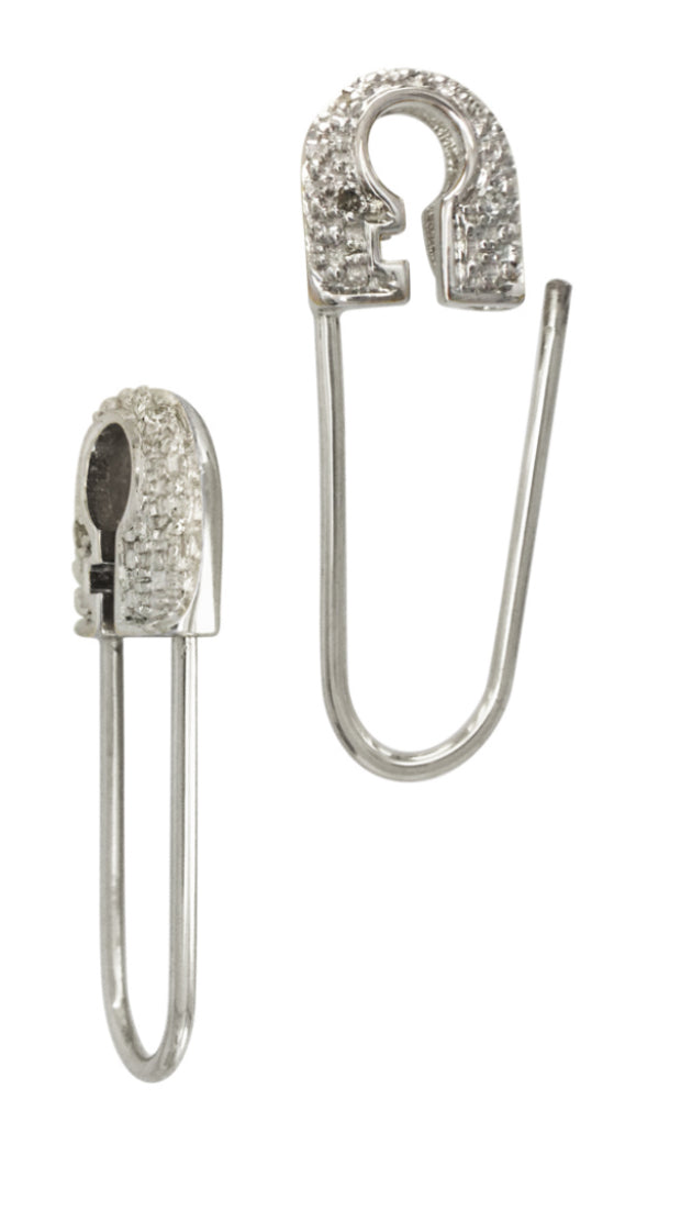 Key Outline No Coil 14K Gold Diamond Safety Pin