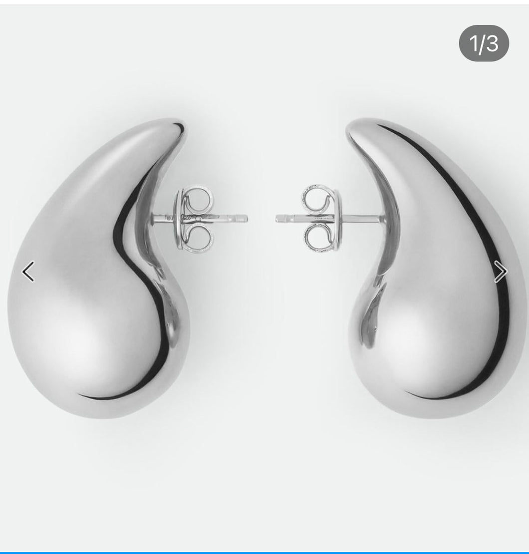 14k white gold tear drop earrings