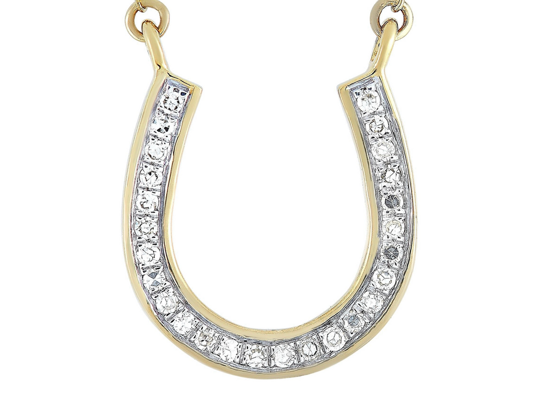 14K Yellow Gold Horseshoe Pendant Necklace