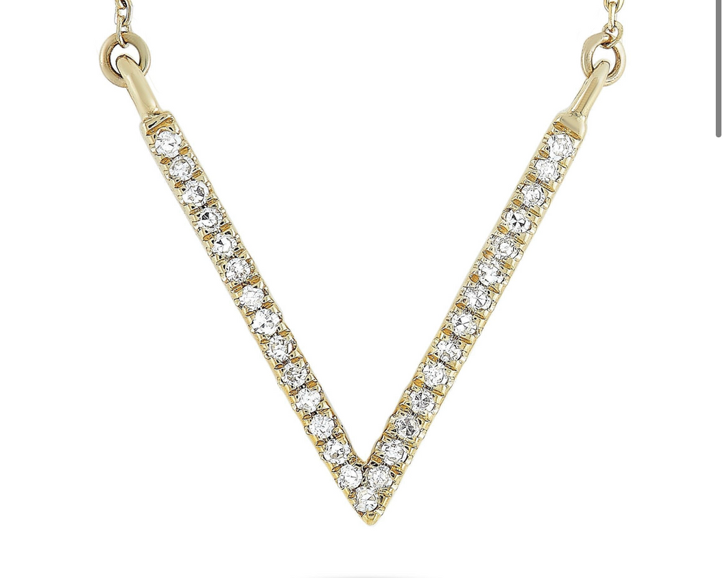 14K Yellow Gold V Necklace