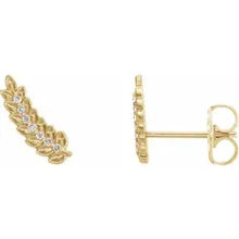 Load image into Gallery viewer, Diamond Leaf Ear Climbers
