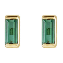 Load image into Gallery viewer, 14K Yellow Natural Green Tourmaline Channel-Set Earrings
