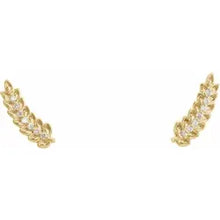Load image into Gallery viewer, Diamond Leaf Ear Climbers
